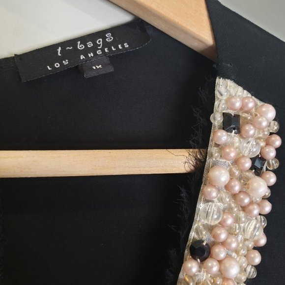 T-Bags Los Angeles Maxi Dress Black Long Sleeve Plunging Vneck Plus Size 1X - Picture 4 of 10